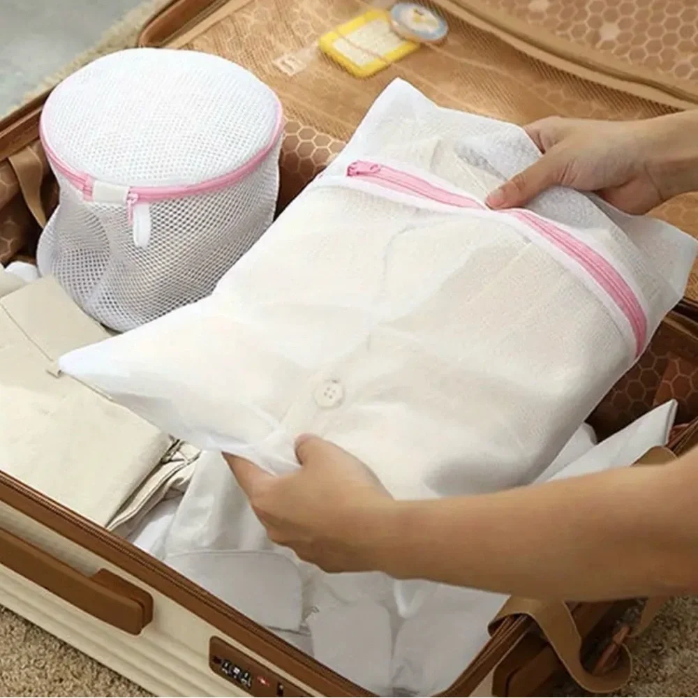 Mesh Laundry Bags Set Pink and White, 4 pcs., NEW